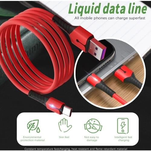 3A Liquid Silicone USB Type C Cable For Huawei Mate 40 Pro P40 Pro Super Charge Type C Cable USB C Data Cable For Samsung S10