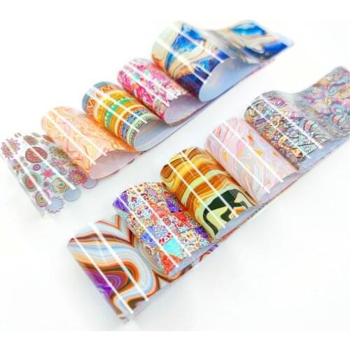 10Sheets Nail Art Starry Sky Symphony Foil Paper Marble Leopard Holographic Nail Transfer Sticker Decal Manicure Tips Foil Paper