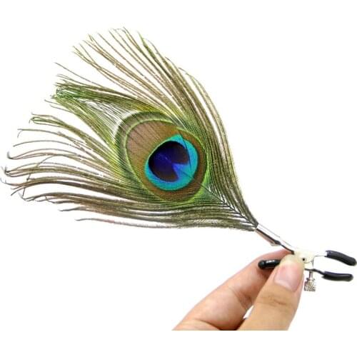 2 Pcs/Pack Beautiful Peacock Feather Nipple Clamp Clips Sex Slave Clamps for Nipple Flirt Feather BDSM Adults Gag Binding Sex