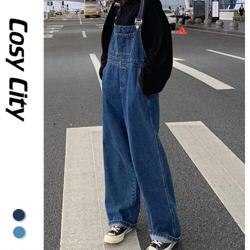 2021 Vintage Korean Fashion High Waist Baggy Jeans Classic Cargo Pants For Women Girls Denim Large Wide Leg Trousers Streetwear