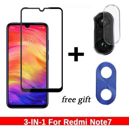 3-in-1 Camera Tempered Glass For Xiaomi Redmi Note 7 Screen Protector Camera Ring & Protective Glass For Redmi Note 7 free Gift