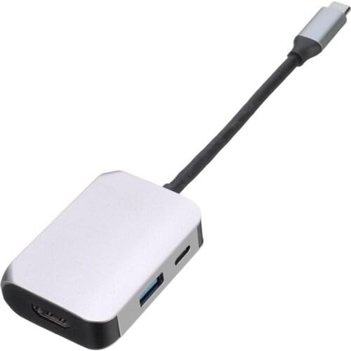 3-in-1 Type-C to HDMI-compatible+PD+USB 3.0 Converter High Speed Docking Station Adapter Converters Cable For PC Laptop