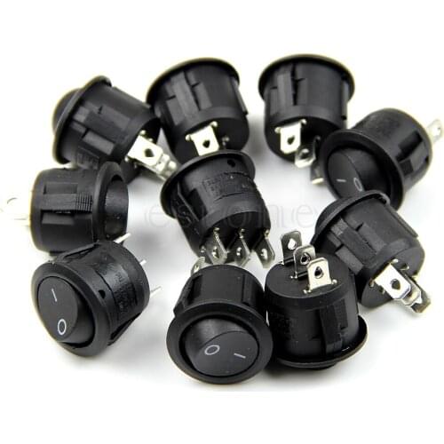 5PCS Black Mini Round 3 Pin SPDT ON-OFF Rocker Switch Snap-in MON G32C
