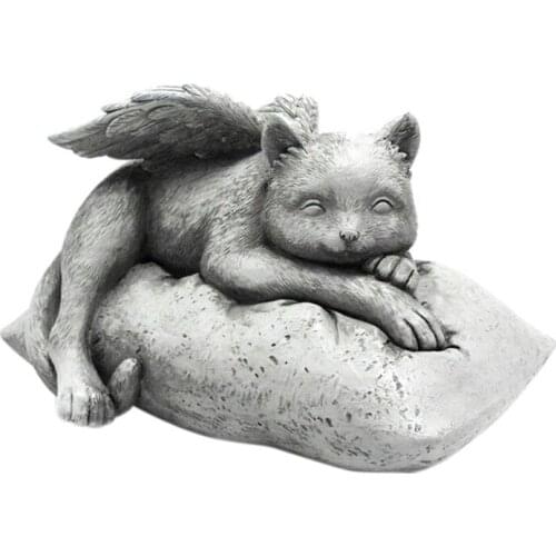 Angel Cat Statue Creative Resin Pet Cat Tombstone Memorial Stone Outdoor Garden Animal Ornaments