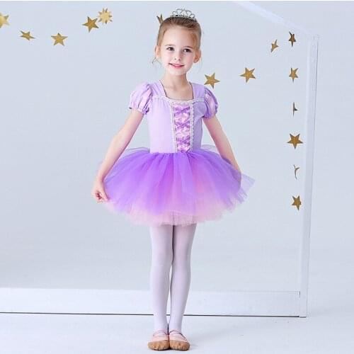 Girls Ballet Tutu Tulle Dress Short sleeve Gymnastics Leotard For Princess Dress Kids Girls Tutu Dress Cosplay Ballet Bodysuit