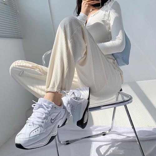 Candy Color Pant Women Jogging Pants High Waist Elastic Pants pantalones de mujer Ice Silk Straight-leg Trousers ropa mujer