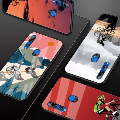 BIKE CYCLING art Tempered Glass Phone Case For Huawei honor 8X 9 10i 20i 20Lite 20Pro 30 Pro Cover Shell