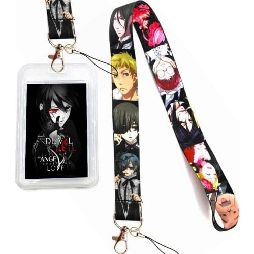 Anime Black Butler Lanyard Neck Strap Keys ID Card Pass Gym Phone USB Badge Holder Porte Bus Bank Credit Case Cover Lariat Ring