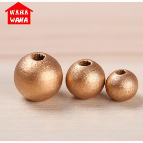 12 MM Gold/Silver/ White DIY Wood Bead Natural Color Eco-Friendly Wooden Beads DIY Accessories Making Handmade For Children