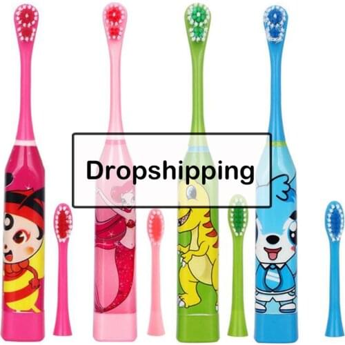 Children Electric Toothbrush Cartoon Pattern Double-sided Tooth Brush Electric Teeth Brush For Kids with 2pcs Replacement Head