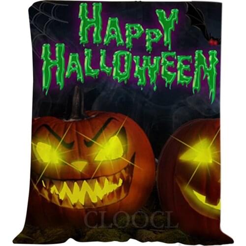 CLOOCL Halloween Theme Flannel Blankets Happy Halloween Pumpkin Lantern Plush Quilt Festival Party Gifts