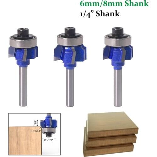 1PC 1/4 6MM 8MM Shank Milling Cutter Wood Carving Corner Round Router Bit R1 R2 R3 Trim Edging Woodworking Mill Classical Cutter