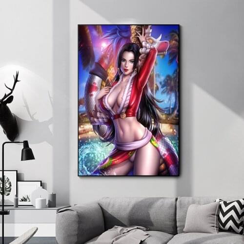 Canvas Painting Wall Art Cartoon Sexy Woman Boa Hancock Japan Style One Piece Poster Anime Poster Bedside Decorative Picture