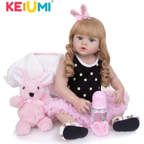 KEIUMI 23 Inch Cloth body Reborn Baby Dolls DIY Fashion Baby Girl Doll Toys Cosplay Playmate To Child Birthday XMAS Gift