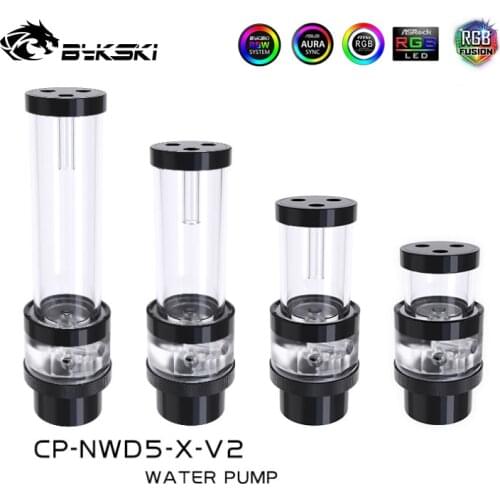 Bykski 18W D5 AIO Combo Pump + Reservoir Maximum 4800RPM /Flow Lift 5 Meter /1000L/H Water Cylinder Tank Length 60/100/150/200mm