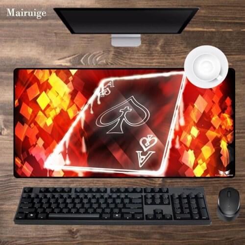 Mairuige Poker Solitaire Pattern Locking Edeg XXL Gaming Mouse Pad Non-Slip Rubber Gamer Mousepad for Laptop PC Large Desk Mat