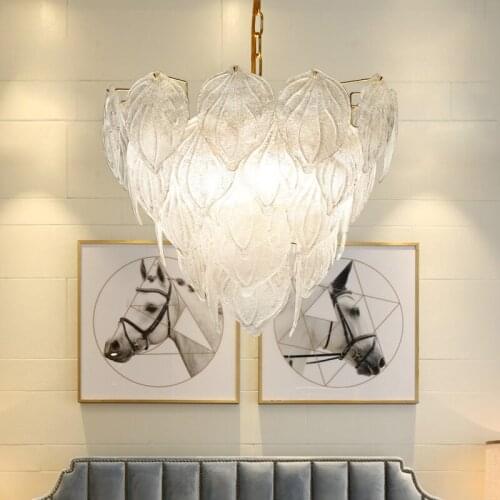 Chandelier Nordic modern living room dining room simple wrought iron chandelier creative pine leaf hotel villa club lighting