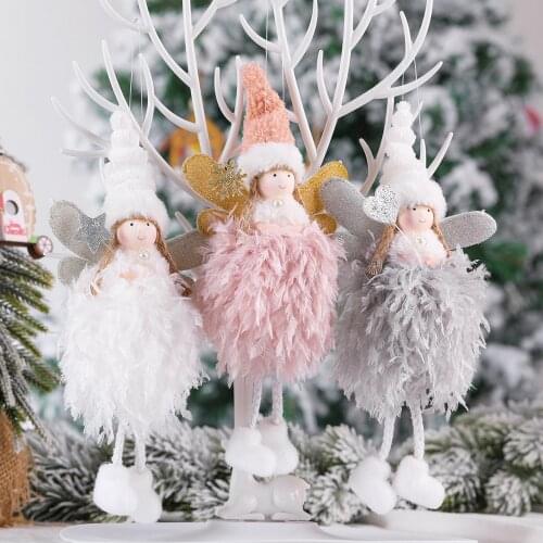 Cute Christmas Angel Hanging Pendant Lovely Plush Doll Pendant Ornament Party Supplies for Home Christmas Tree Xmas Natal
