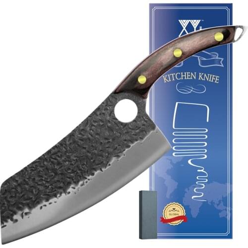 3PCS Butcher Cleaver Knife Set With Sharpening Stone Gift Box Stainless Steel Chopping Knife 7.5'' INCH Full Tang Survival Tool