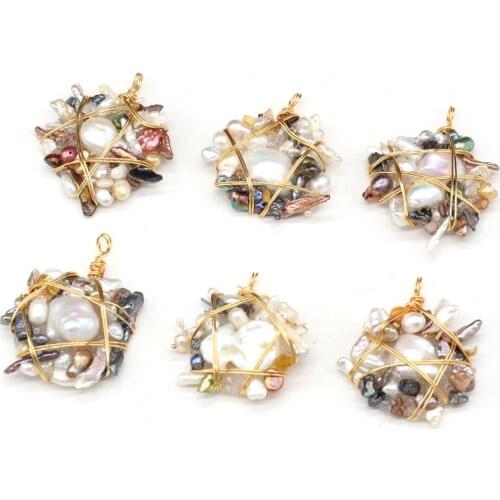 Natural Winded Pearl Beads Pendant Irregural Natrual FreshWater Pearl Beads Pendant for Making Jewelry Necklace 40x50mm