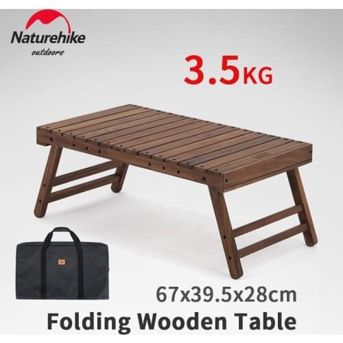 Naturehike Folding Wooden Camp Table Portable Picnic Table With Storage Bag forTravel Park Garden BBQ 67x39.5x2.8cm