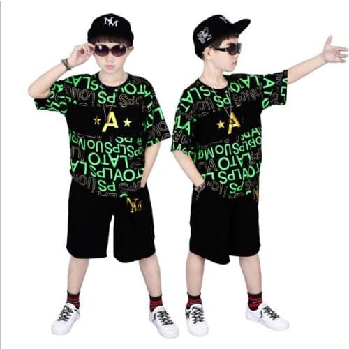 Boys Casual Clothes Kid Boy Clothing Set Summer Children Short Sleeve Letters T-Shirt + Pants 3 4 5 6 7 8 9 10 11 12 13 15 Years