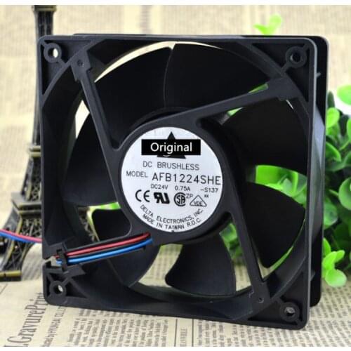 Original 100% working original AFB1224SHE 12CM 120MM 1238 12038 DC 24V 0.75A axial server inverter cpu cooler COOLING FANs