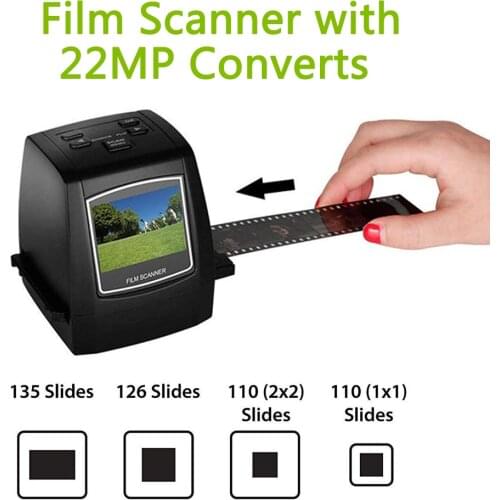Protable 22MP Film Scanner 35mm Negative Film Scanner Mini Photo Slide 2.4" LCD Screen Slide Film Scanner Digital Film Converter