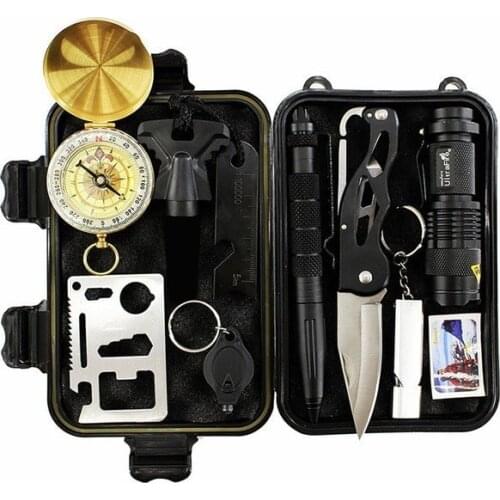 10 In 1 Professional First Aid Kit Outdoor Camping Survival Tools Whistle Flashlight Tactical Pen Emergency Survival Gear