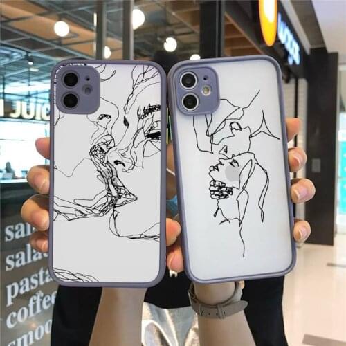 Kiss More Often Line Drawing Abstract Art luxury Phone Cases matte transparent For iphone 7 8 11 12 plus mini x xs xr pro max