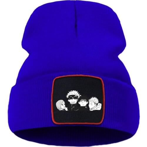 Unisex Hats Skullies Thick Knitted Cap Outdoor Flexible Hat Jujutsu Kaisen Anime Characters Prints Beanie Caps Hot Sale Warm