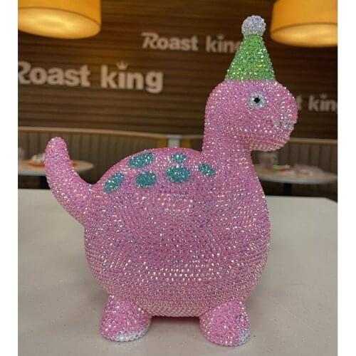 Cute dinosaur piggy bank cartoon large inlaid diamond piggy bank home decoration childrens gift toy doll Piggy Bank Coin Bank