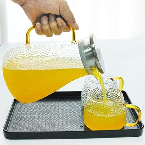 1.5L Big Capacity Japanese Tsuchime Style Glass Teapot High Temperature Resistant Juice Cold Water Kettle Tea Pot