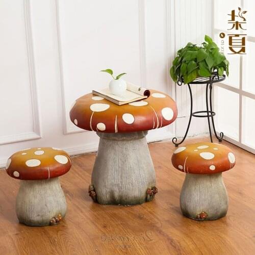 Childrens room Creative resin Mushroom stool chair figurines garden table statue home decor crafts room decoration objects gift