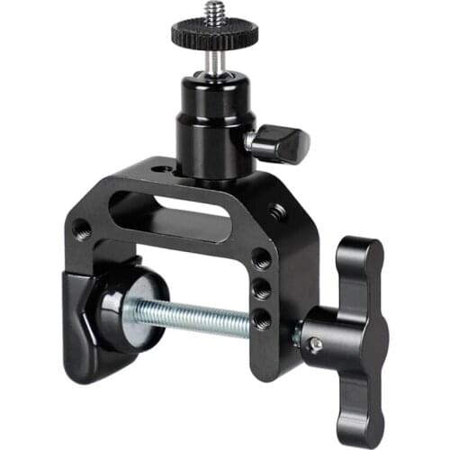 Heavy-Duty C Clamp Grip with 1/4Inch -20 Ball Head Support Holder (Black Locking Knob)