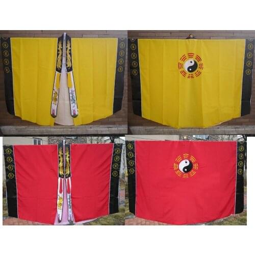 Unisex 2color red/yellow embroidery dragon Taoist robe suits taoism martial arts gown cassock Tai chi clothing uniforms