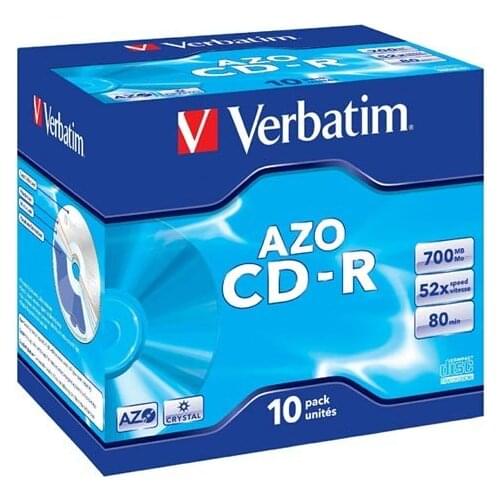 Verbatim azo cd-r pack 10 jewel case crystal 700 mb