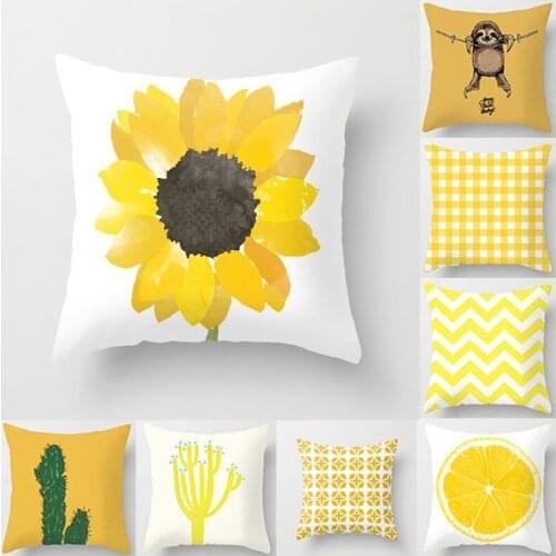 Yellow Pillow Case One Direction Geometric Print Cushion Cover Polyester Pillow Cover 45x45cm Sofa Throw Pillowcase Home Decor