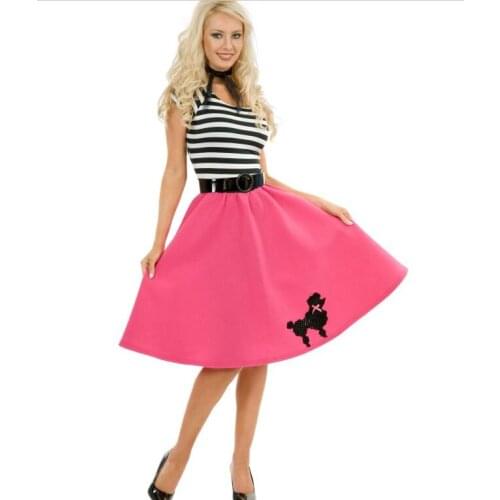Halloween costume for women womens plus size 2XL stripe 50s grease rock n roll fancy dress costume