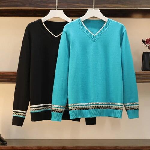 2021 Knitted Women Sweater Pullovers Cashmere Vintage V-Neck Autumn Winter Basic Women Sweaters Plus Size Fit high quality Top