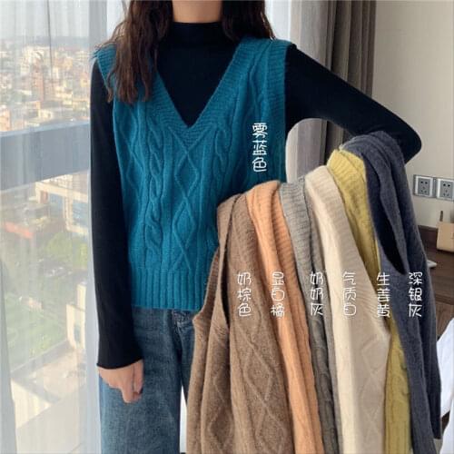 2021 Women Knitted Sweater Spring Autumn Vest Female Sleeveless V-Neck Knitting Vests Ladies Casual Pullover Jumper 3XL H1265