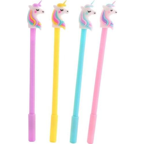 1pc Unicorn Gel Pen Kawaii Unicorn Silicone Head Pen Black Ink Signature Pen Student Office School Supplies Cartoon Stationery