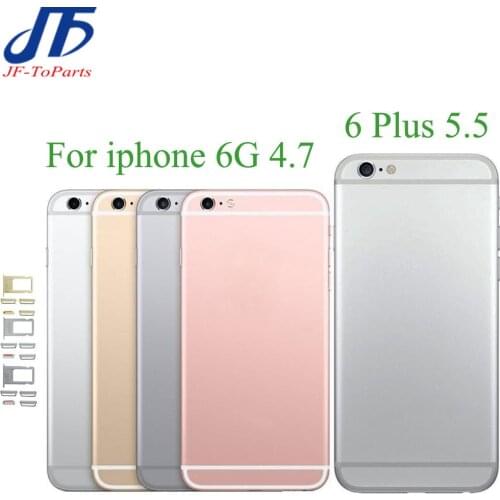 10Pcs Replacement For iphone 6 Plus 6Plus Back Glass Middle Frame Chassis Full Housing Assembly Battery Cover door + sim tray