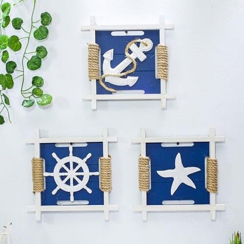 3pcs Mediterranean anchor lighthouse lifebuoy picture frame combination decorative wall hanging retro old series decorative