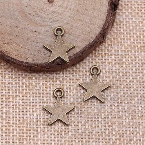 Free shipping 92pcs 15x12mm antique bronze star charms diy retro jewelry fit Earring keychain hair card pendant accessories