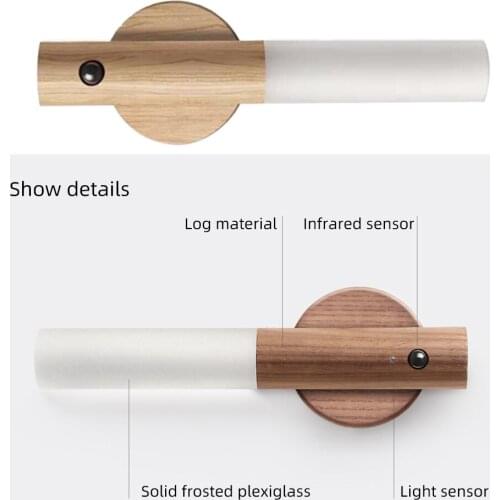 Wooden Night Light Magnetic Intelligent Sensor Lamp Long Working Lamps Portable Cabinet Wardrobe Wall Camp Home Good Lighting