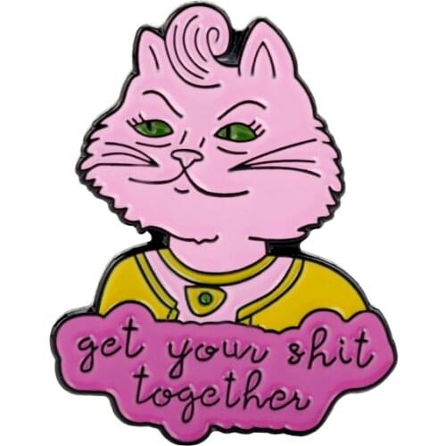 Anime Bojack Cat Princess Carolyn Enamel Brooches Cartoon Letter Get Your Shit Together Badges Pins Jewelry for Girls