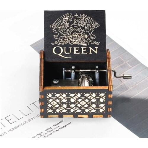 2020 hot Wooden Hand Crank Music Box Queen Bohemian Rhapsody Jurassic Park Naruto Birthday Music Party Favors Gift For Kids