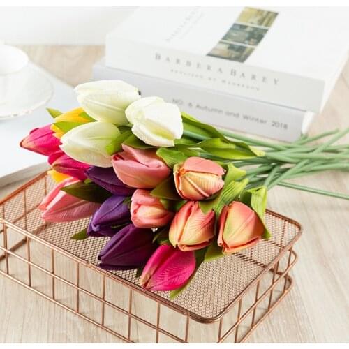 Artificial Tulip Flower Real Touch Plastic Flower for Wedding Decoration Home Garden Decor