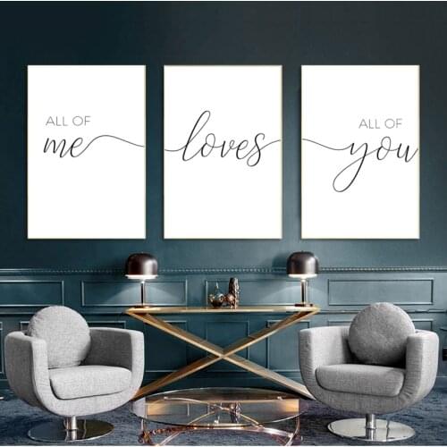 Canvas Painting Nursery Wall Pictures Bedroom Decor Nordic Minimalist All of Me Loves All of You Posters Print Couple Quotes